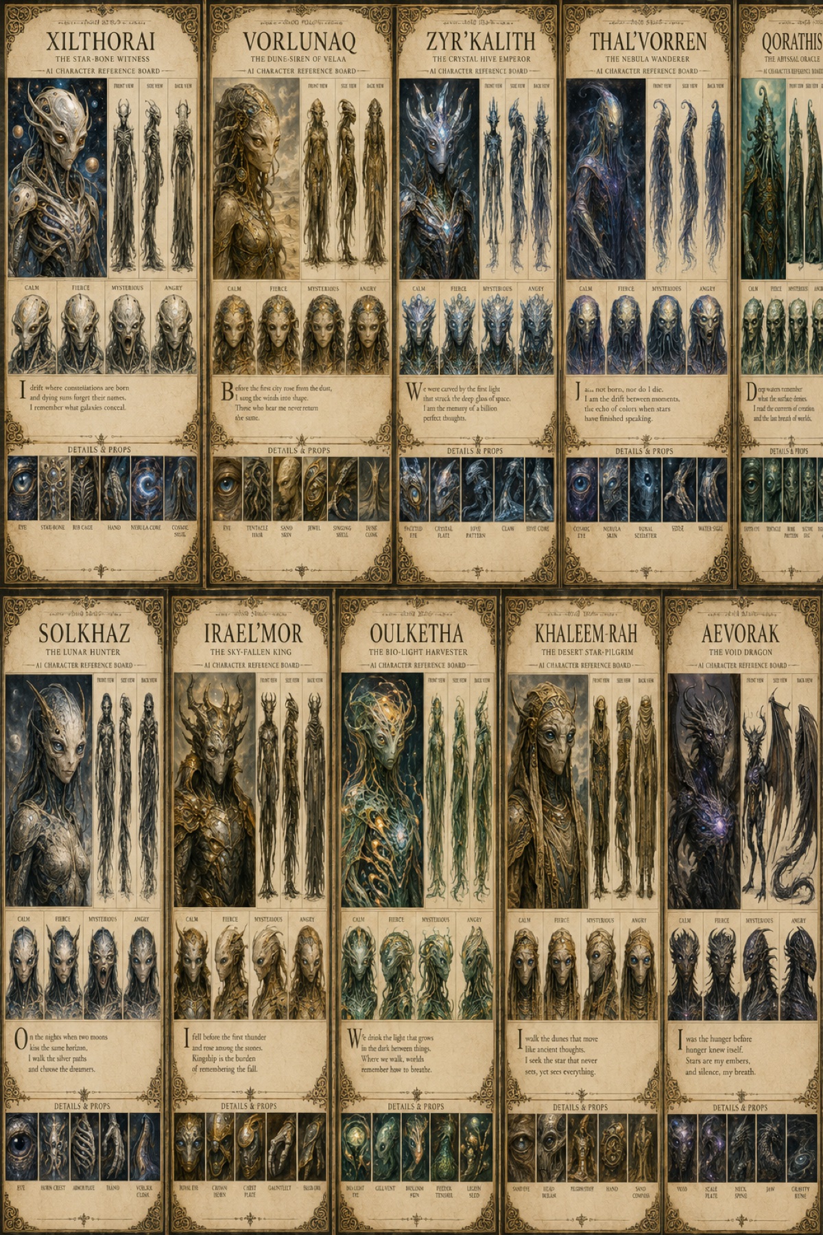 Original alien characters and production worlds