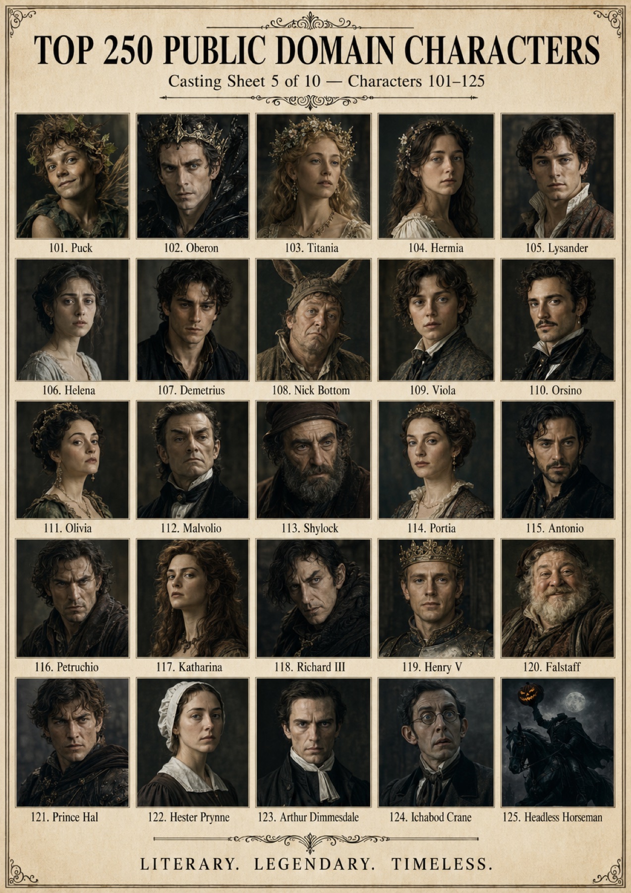 Source-era literary character casting directory